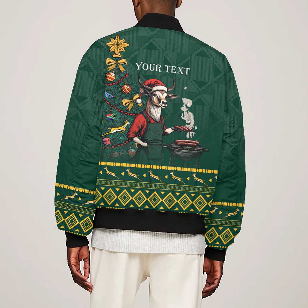 Personalised South Africa Bomber Jacket Springbok Christmas Braai