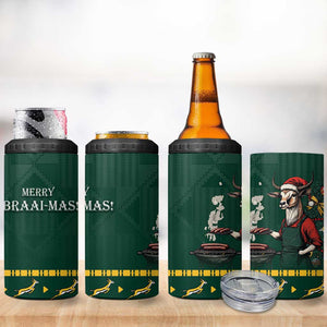 Personalised South Africa 4 in 1 Can Cooler Tumbler Springbok Christmas Braai