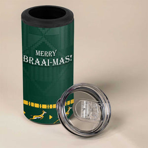 Personalised South Africa 4 in 1 Can Cooler Tumbler Springbok Christmas Braai