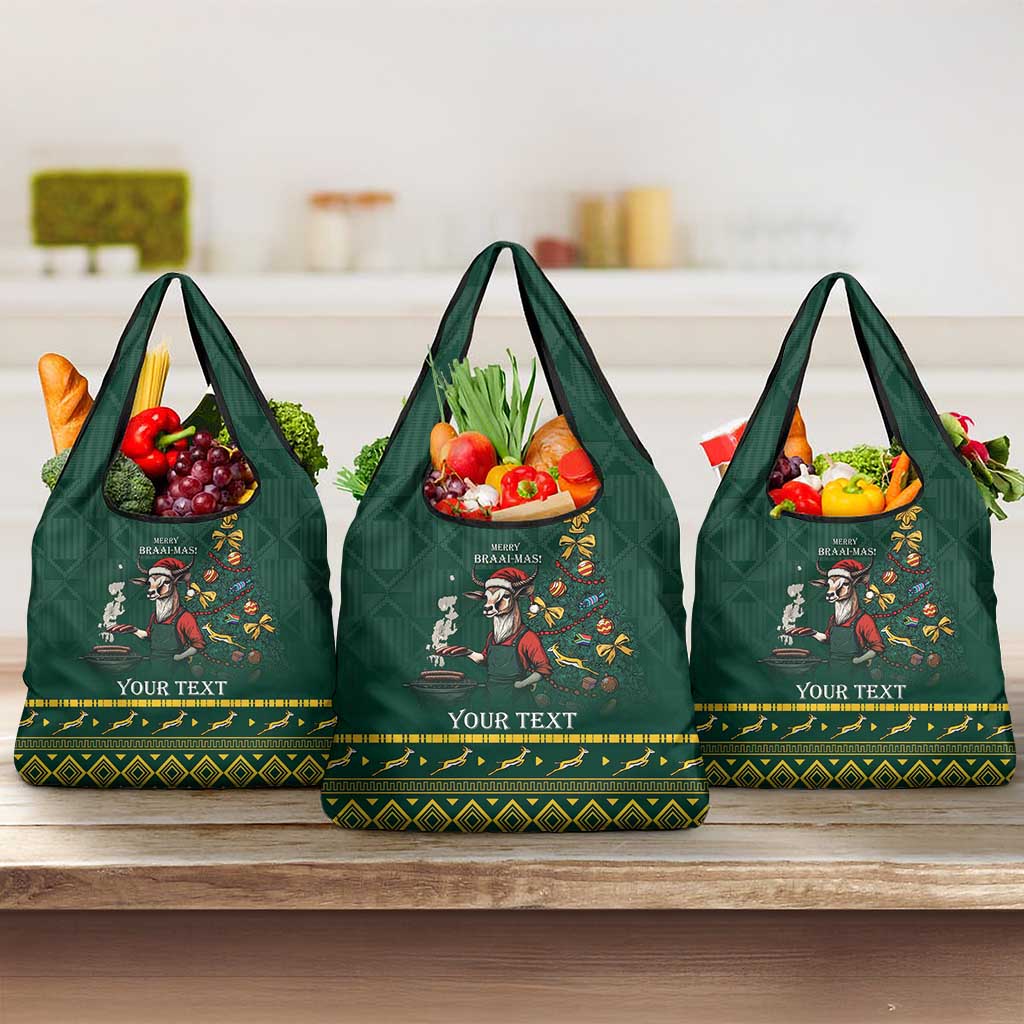 Personalised South Africa Grocery Bag Springbok Christmas Braai