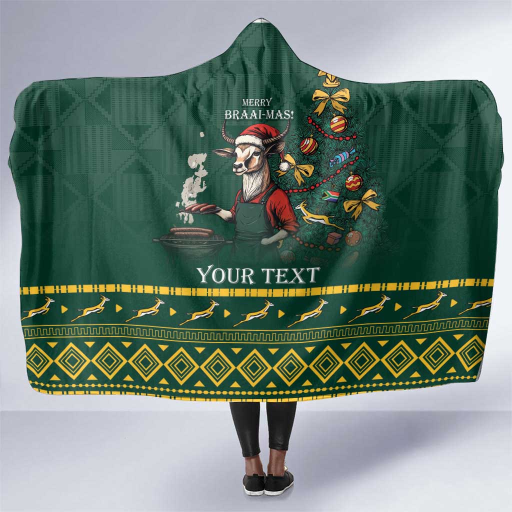 Personalised South Africa Hooded Blanket Springbok Christmas Braai