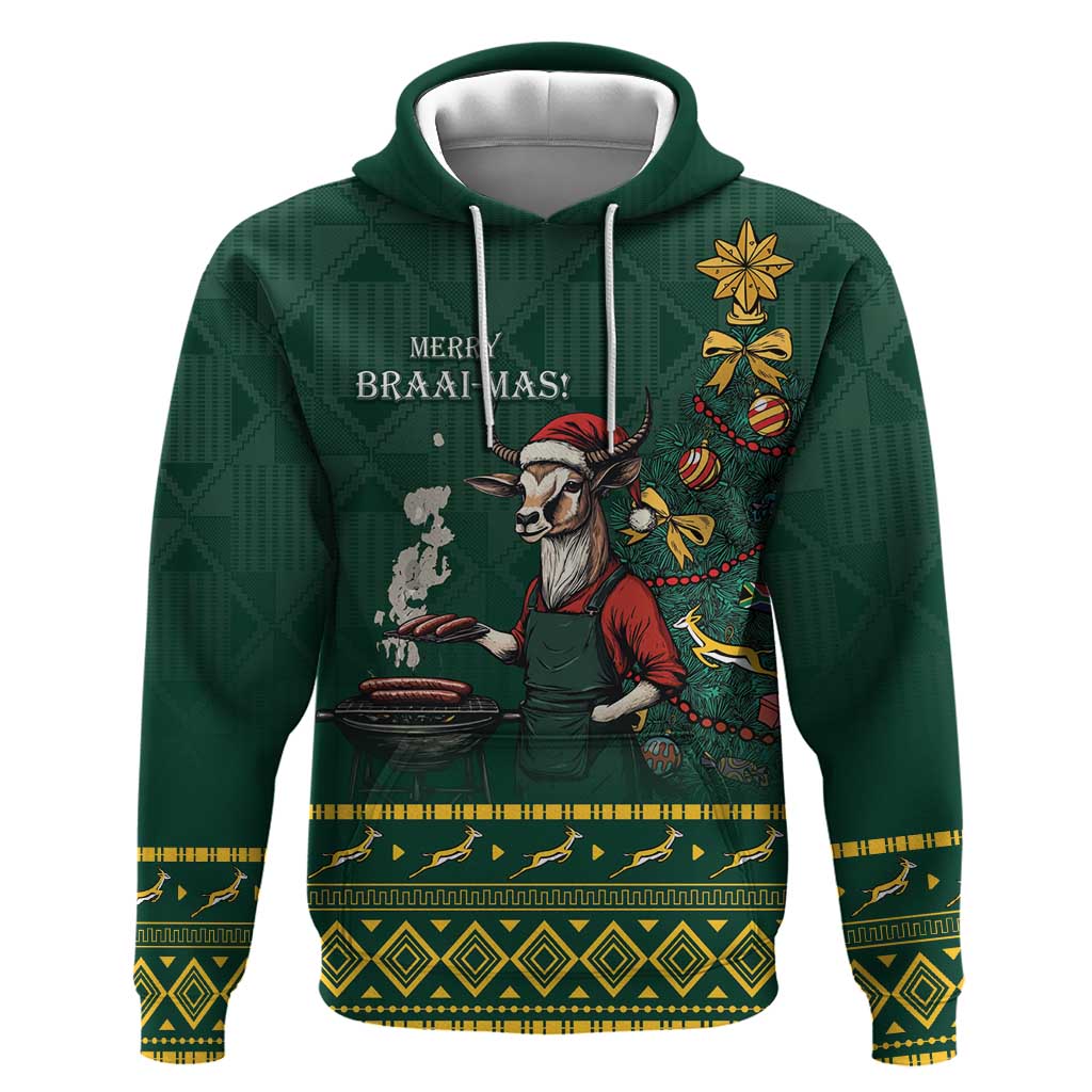 Personalised South Africa Hoodie Springbok Christmas Braai