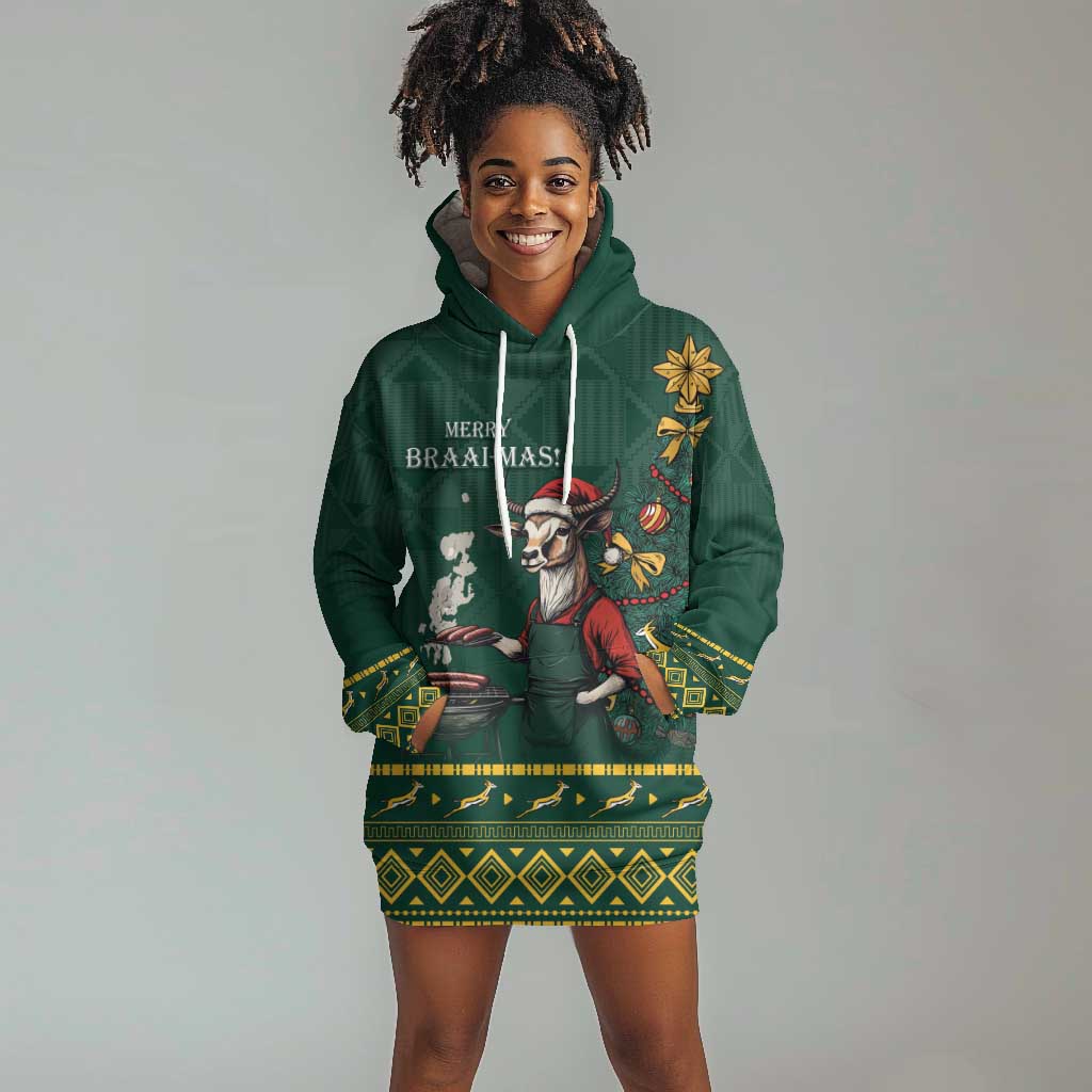 Personalised South Africa Hoodie Dress Springbok Christmas Braai