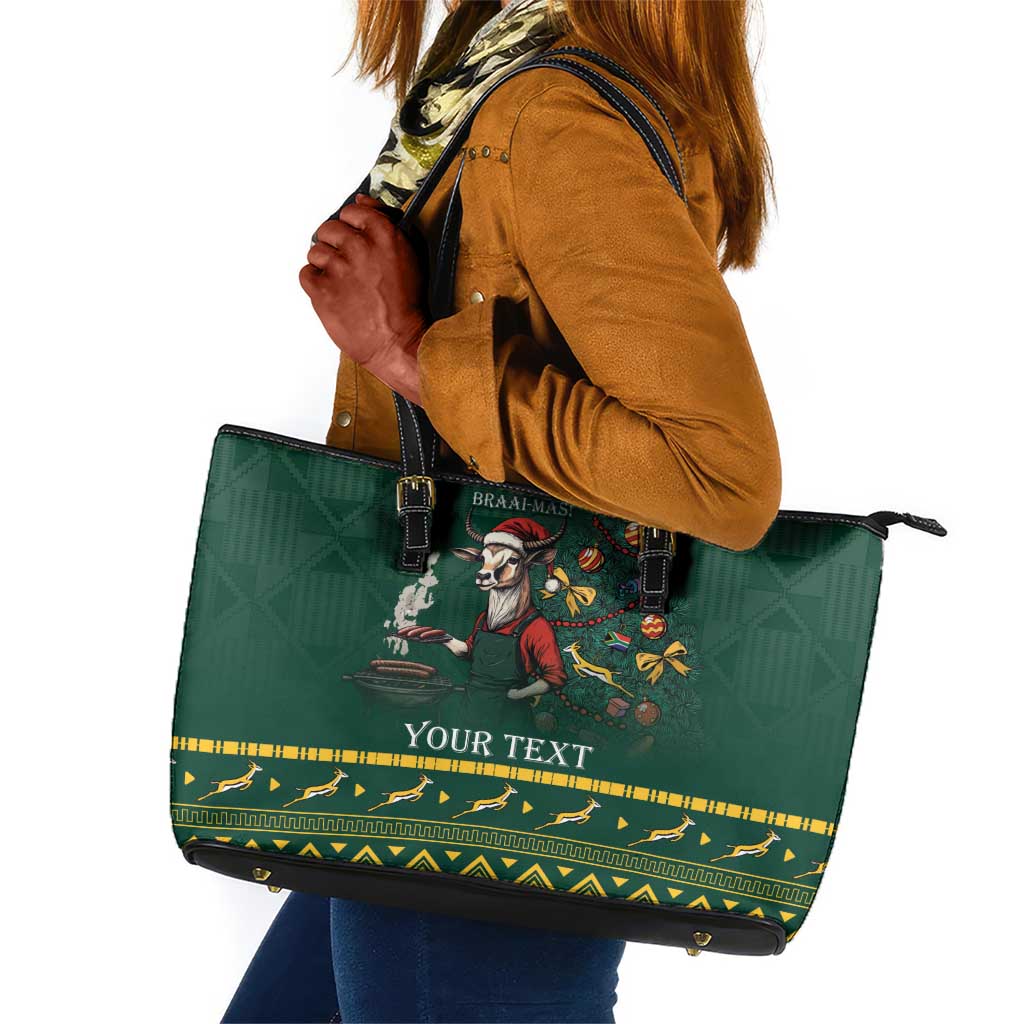 Personalised South Africa Leather Tote Bag Springbok Christmas Braai