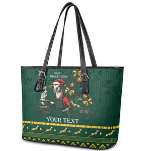 Personalised South Africa Leather Tote Bag Springbok Christmas Braai