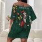 Personalised South Africa Off Shoulder Short Dress Springbok Christmas Braai