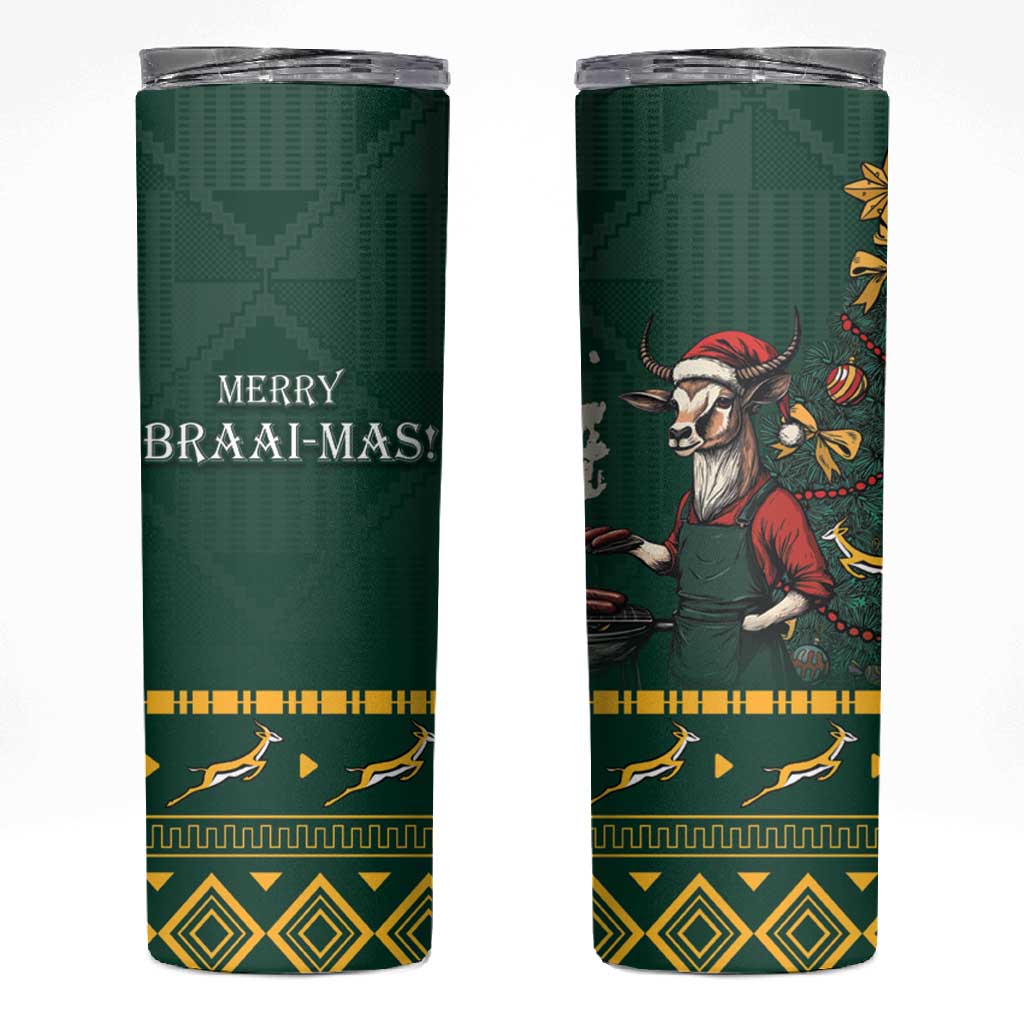 Personalised South Africa Skinny Tumbler Springbok Christmas Braai