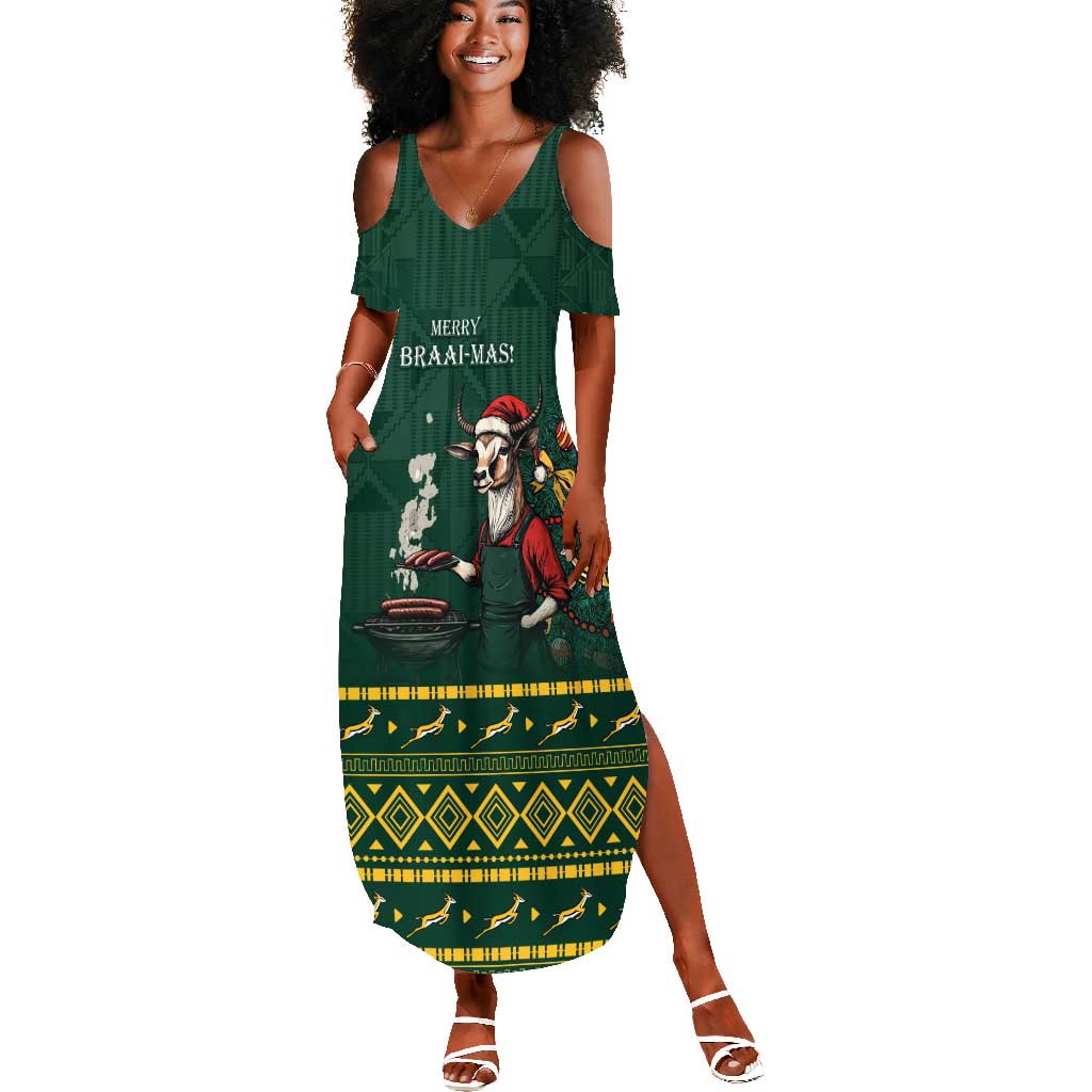 Personalised South Africa Summer Maxi Dress Springbok Christmas Braai