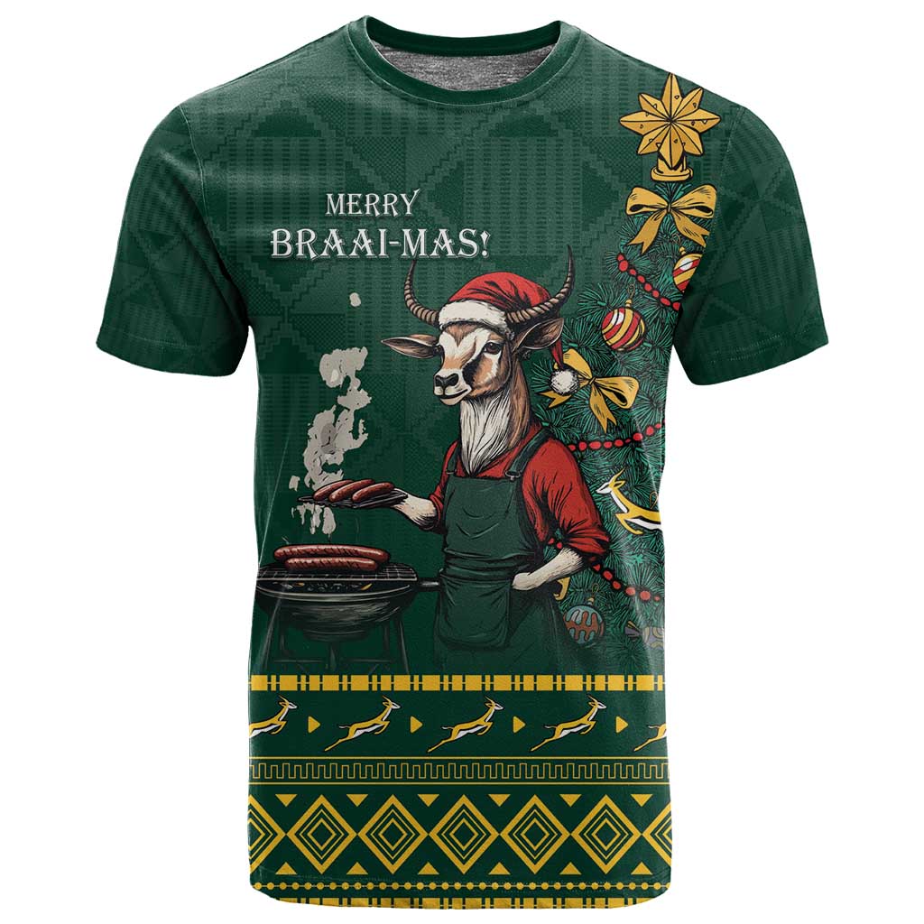 Personalised South Africa T shirt Springbok Christmas Braai