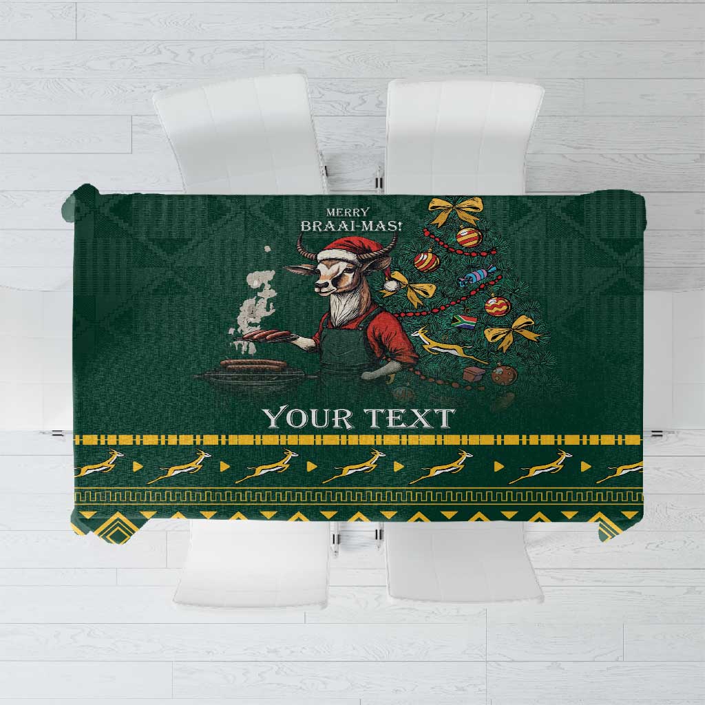 Personalised South Africa Tablecloth Springbok Christmas Braai