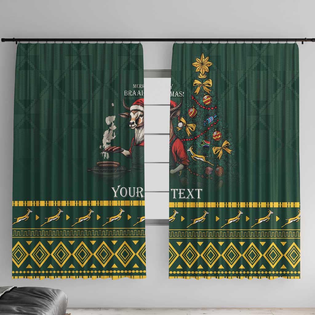 Personalised South Africa Window Curtain Springbok Christmas Braai