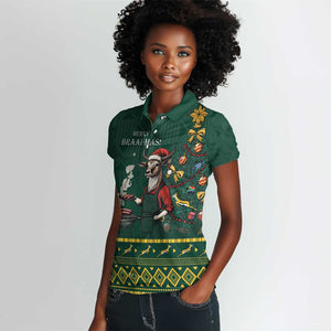 Personalised South Africa Women Polo Shirt Springbok Christmas Braai