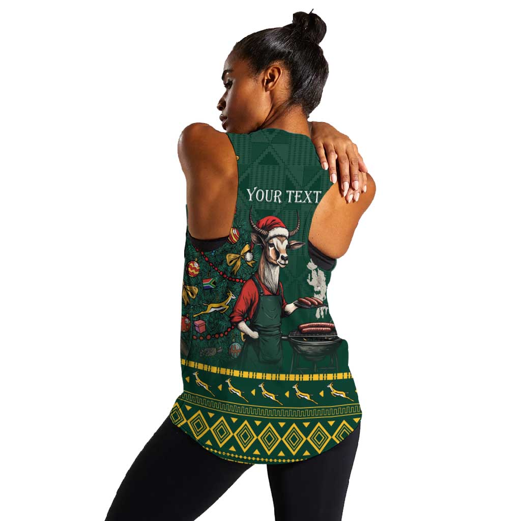 Personalised South Africa Women Racerback Tank Springbok Christmas Braai