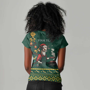 Personalised South Africa Women V-Neck T-Shirt Springbok Christmas Braai