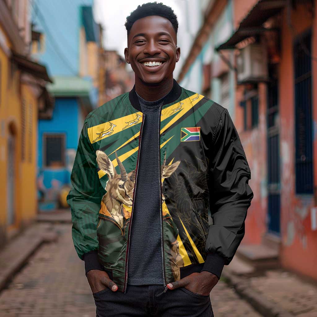 South Africa Bokke Personalised Bomber Jacket Mascot Dynamic