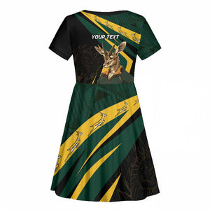 South Africa Bokke Personalised Kid Short Sleeve Dress Mascot Dynamic