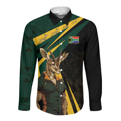 South Africa Bokke Personalised Long Sleeve Button Shirt Mascot Dynamic
