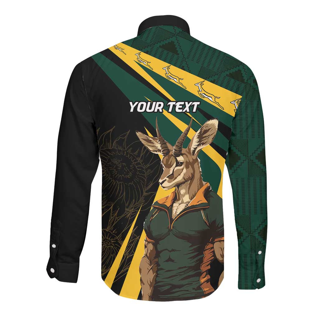 South Africa Bokke Personalised Long Sleeve Button Shirt Mascot Dynamic