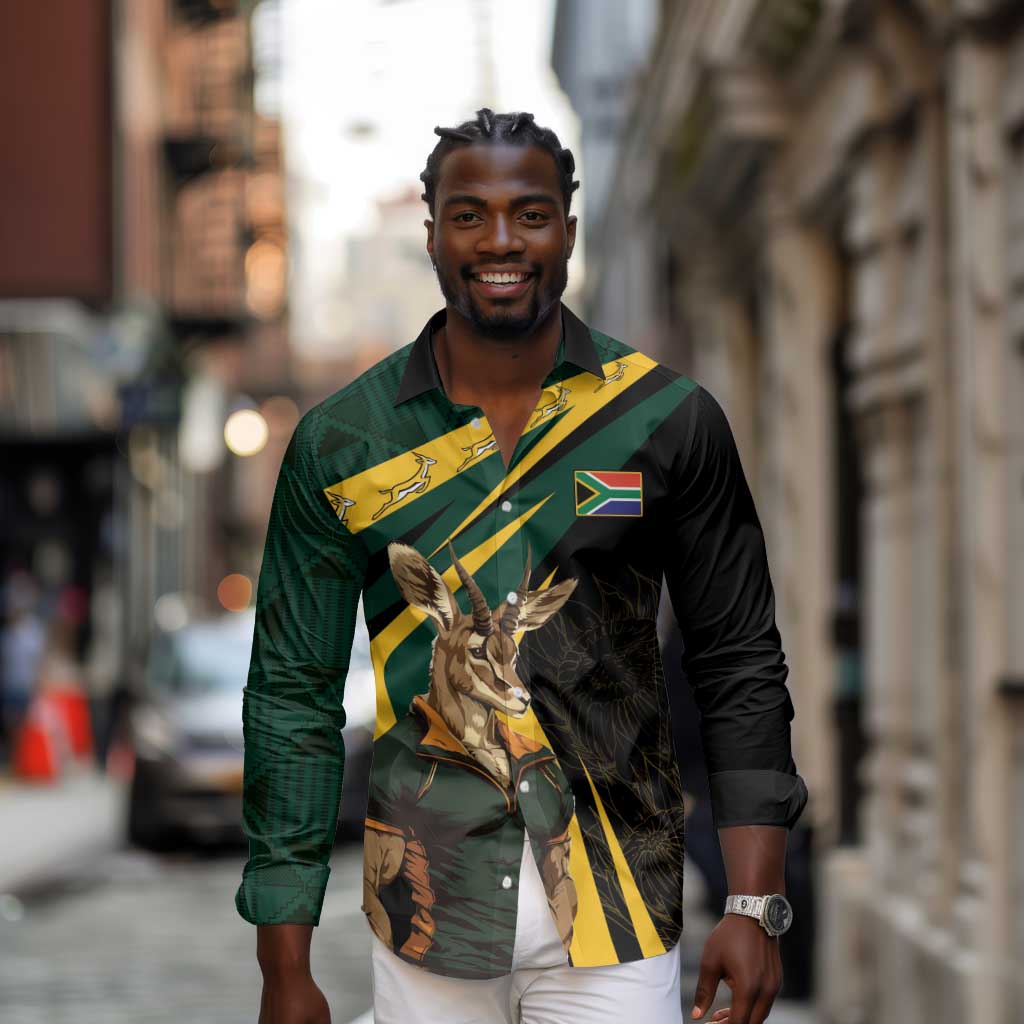 South Africa Bokke Personalised Long Sleeve Button Shirt Mascot Dynamic