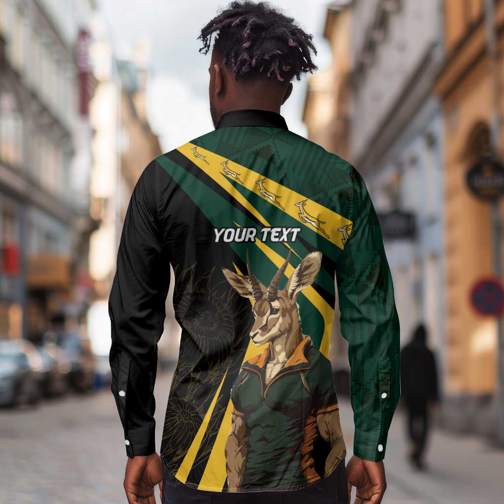 South Africa Bokke Personalised Long Sleeve Button Shirt Mascot Dynamic