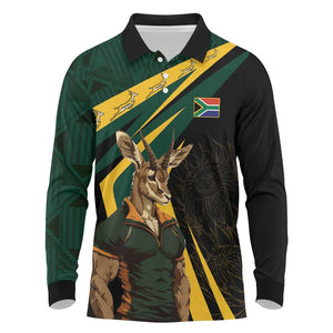 South Africa Bokke Personalised Long Sleeve Polo Shirt Mascot Dynamic