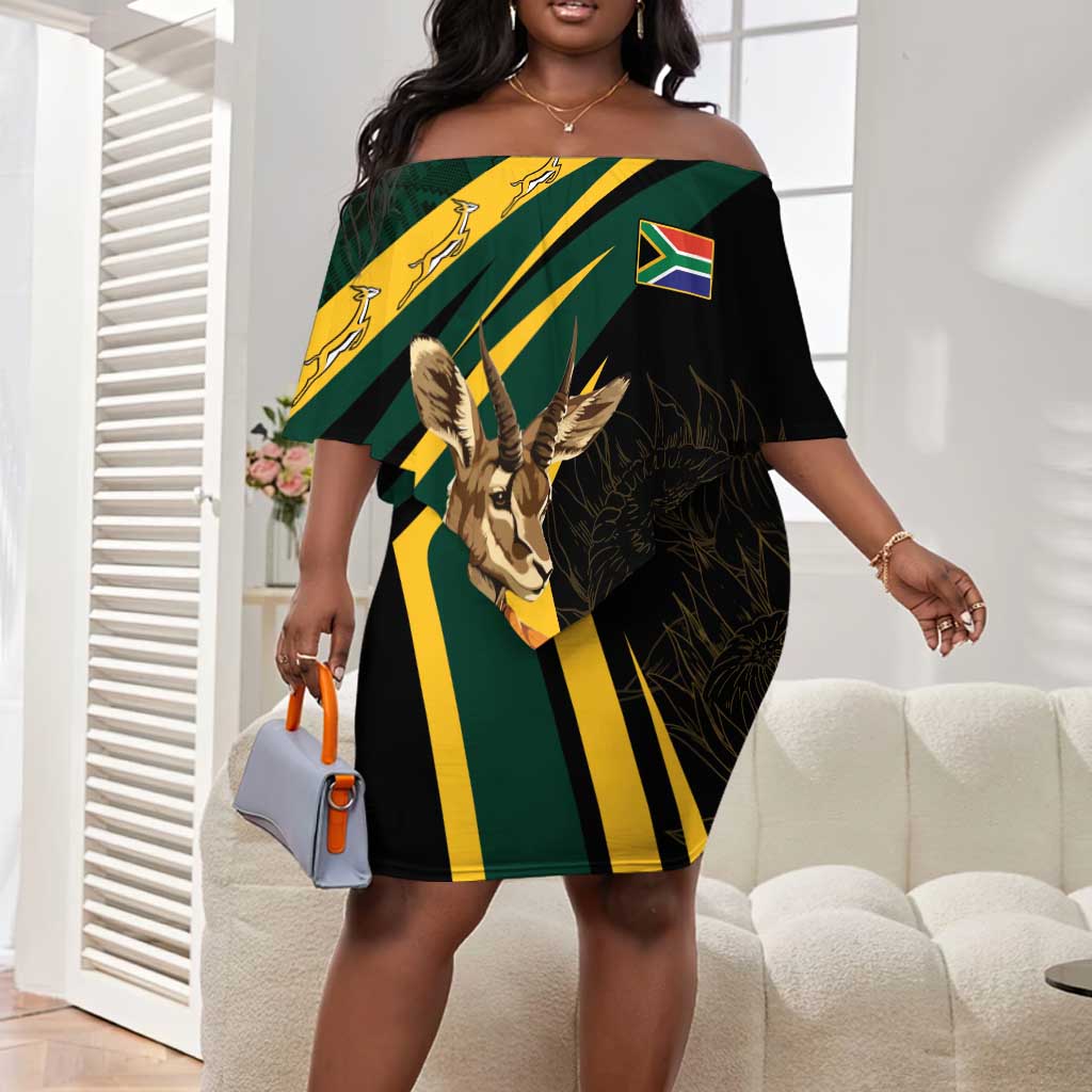 South Africa Bokke Personalised Off Shoulder Short Dress Mascot Dynamic