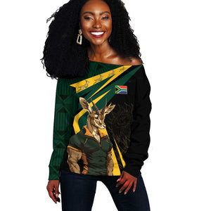 South Africa Bokke Personalised Off Shoulder Sweater Mascot Dynamic