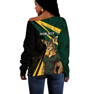 South Africa Bokke Personalised Off Shoulder Sweater Mascot Dynamic