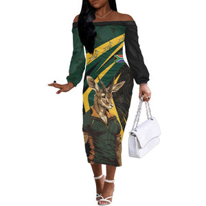 South Africa Bokke Personalised Off The Shoulder Long Sleeve Dress Mascot Dynamic