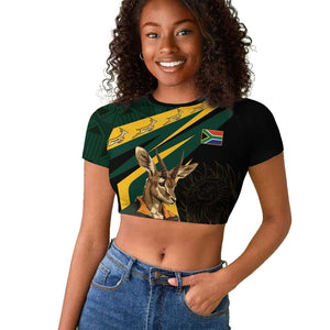 South Africa Bokke Personalised Raglan Cropped T shirt Mascot Dynamic