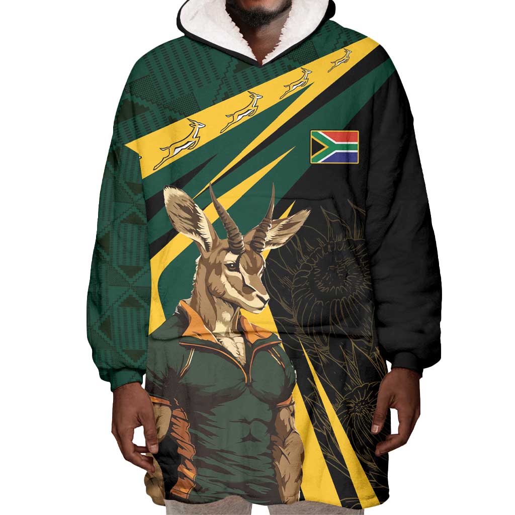 South Africa Bokke Personalised Wearable Blanket Hoodie Mascot Dynamic