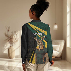 South Africa Bokke Personalised Women Casual Shirt Mascot Dynamic