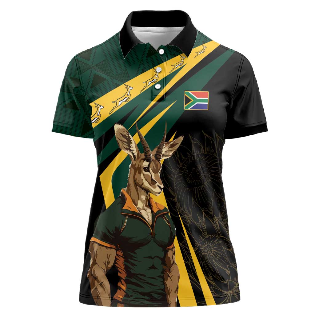 South Africa Bokke Personalised Women Polo Shirt Mascot Dynamic