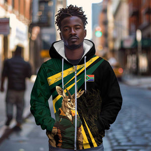 South Africa Bokke Personalised Zip Hoodie Mascot Dynamic