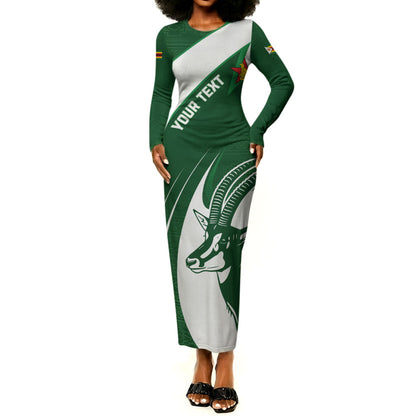 Zimbabwe Sables Afro Batik Personalized Long Sleeve Bodycon Dress