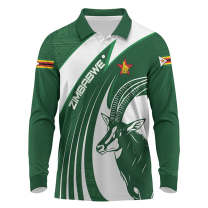 Zimbabwe Sables Afro Batik Personalized Long Sleeve Polo Shirt