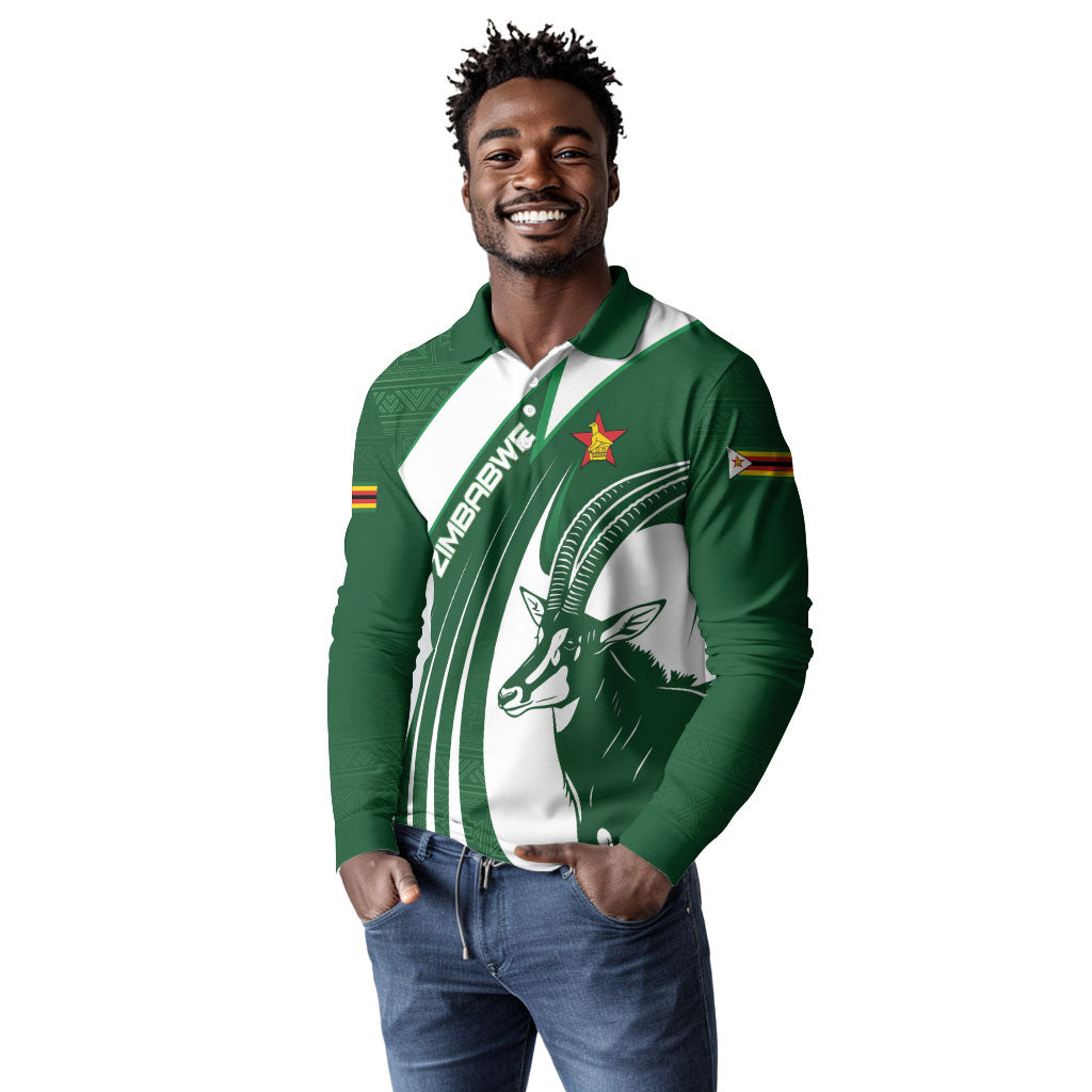 Zimbabwe Sables Afro Batik Personalized Long Sleeve Polo Shirt