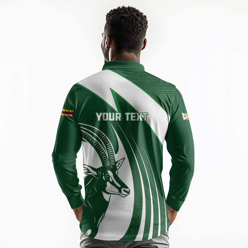 Zimbabwe Sables Afro Batik Personalized Long Sleeve Polo Shirt
