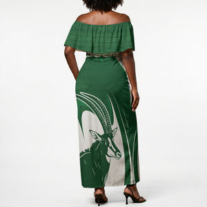 Zimbabwe Sables Afro Batik Personalized Off Shoulder Maxi Dress