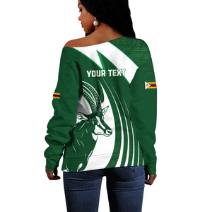 Zimbabwe Sables Afro Batik Personalized Off Shoulder Sweater