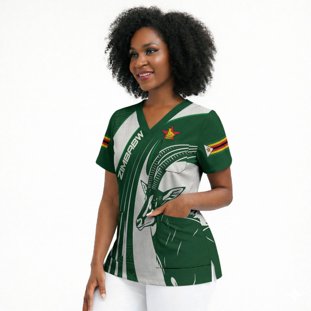 Zimbabwe Sables Afro Batik Personalized Scrub Top