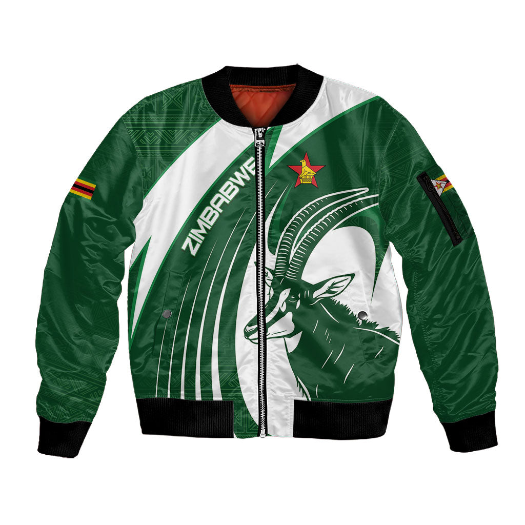 Zimbabwe Sables Afro Batik Personalized Sleeve Zip Bomber Jacket