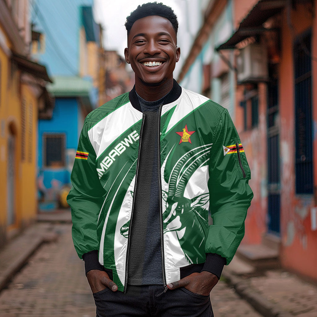 Zimbabwe Sables Afro Batik Personalized Sleeve Zip Bomber Jacket