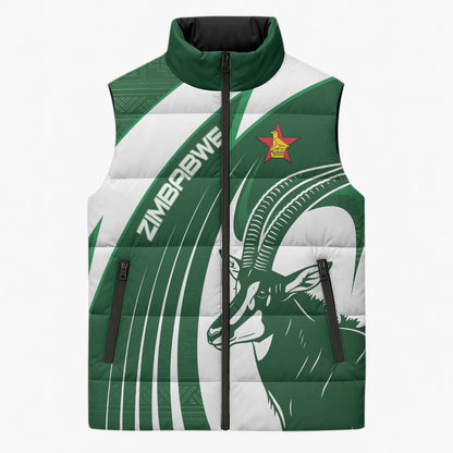 Zimbabwe Sables Afro Batik Personalized Sleeveless Puffer Jacket