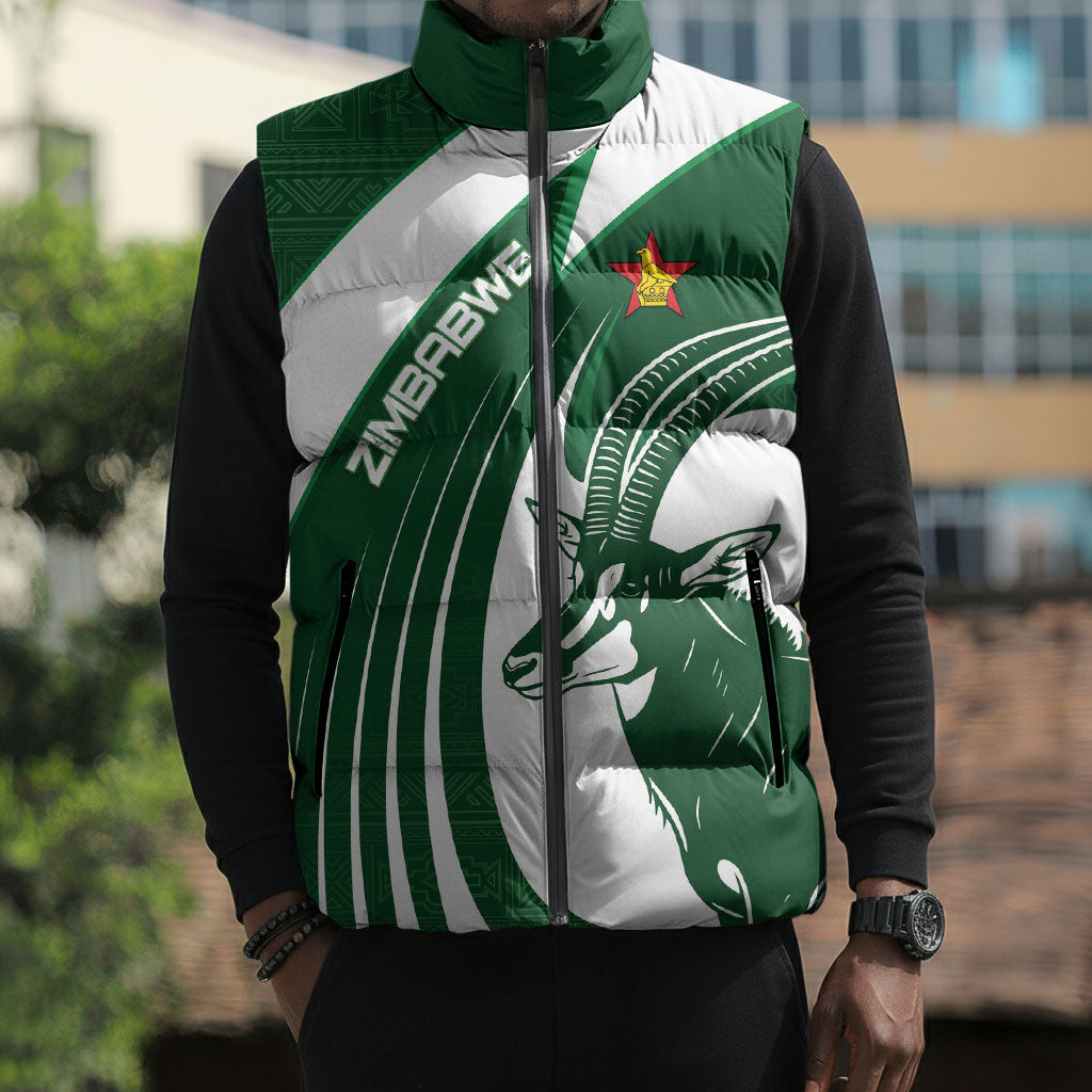 Zimbabwe Sables Afro Batik Personalized Sleeveless Puffer Jacket