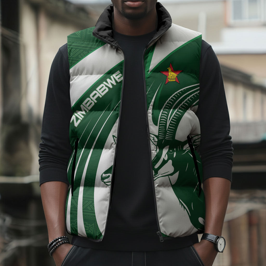 Zimbabwe Sables Afro Batik Personalized Sleeveless Puffer Jacket