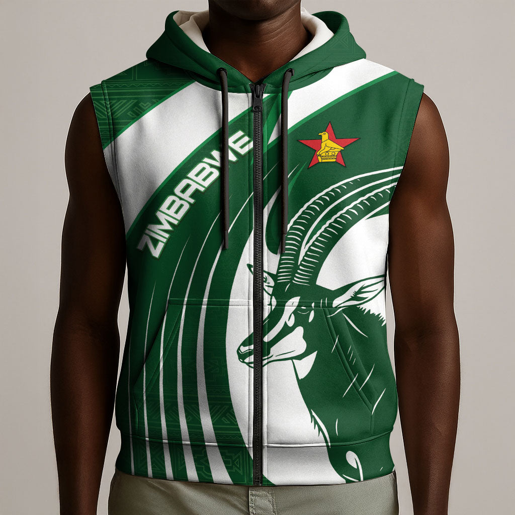 Zimbabwe Sables Afro Batik Personalized Sleeveless Zip Hoodie