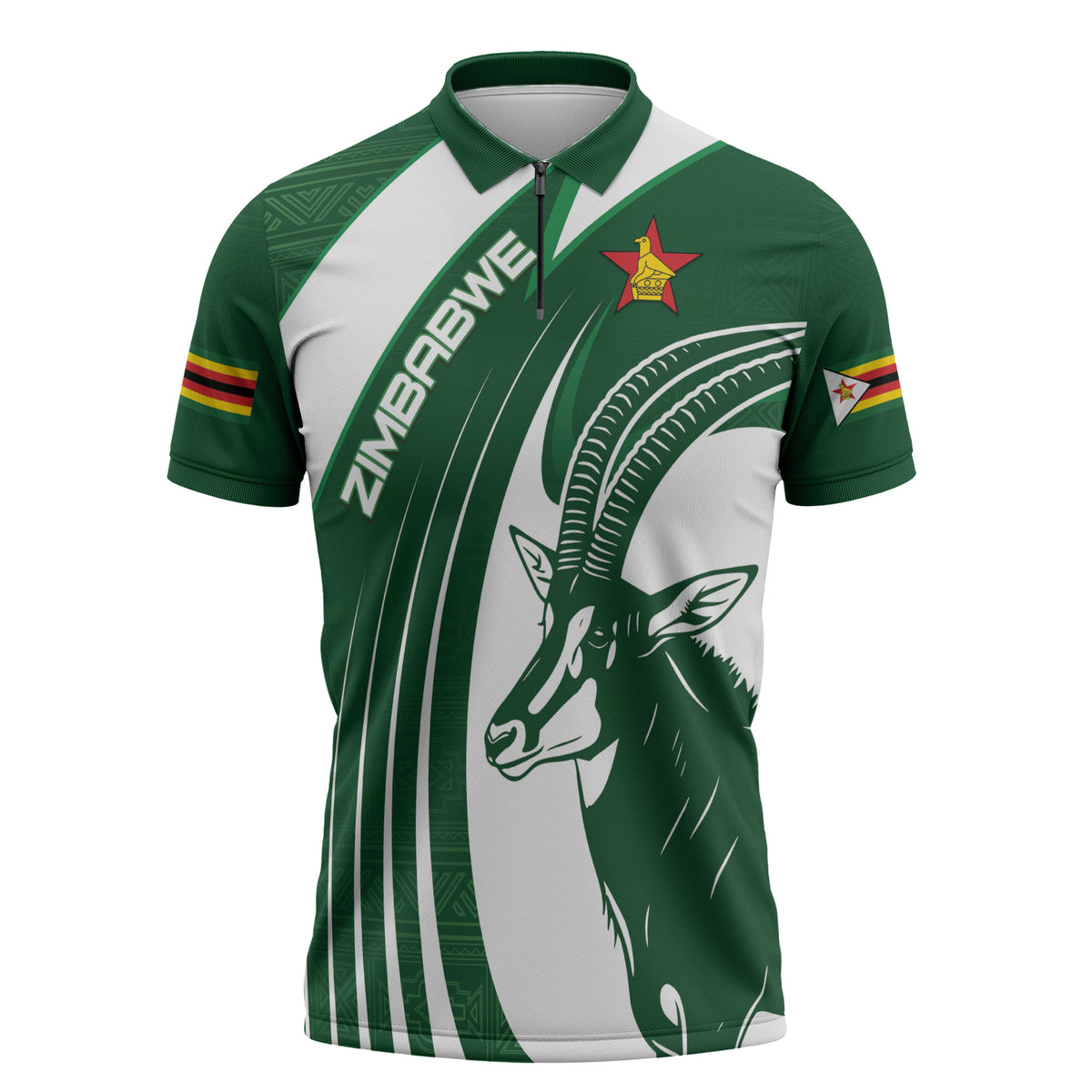 Zimbabwe Sables Afro Batik Personalized Zipper Polo Shirt
