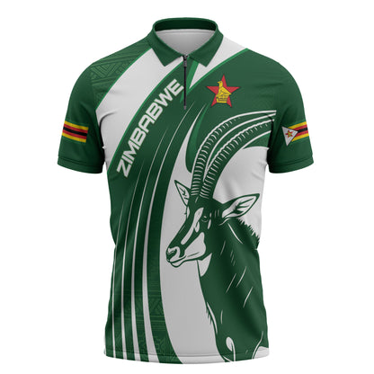 Zimbabwe Sables Afro Batik Personalized Zipper Polo Shirt
