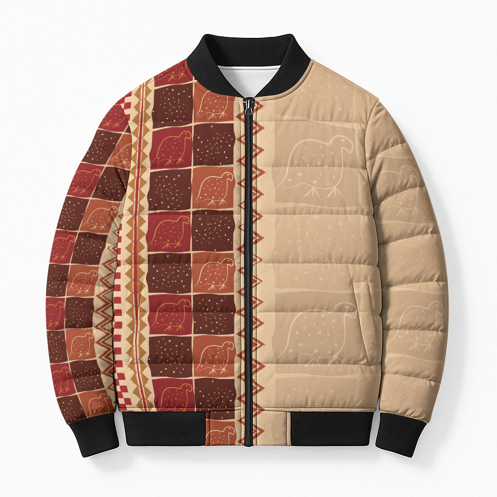 Zimbabwe Heritage Kudhinda Inspired Print Bomber Puffer Jacket